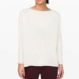 Lululemon Athletica Women's Back In Action Long Sleeve Heathered Dove Grey